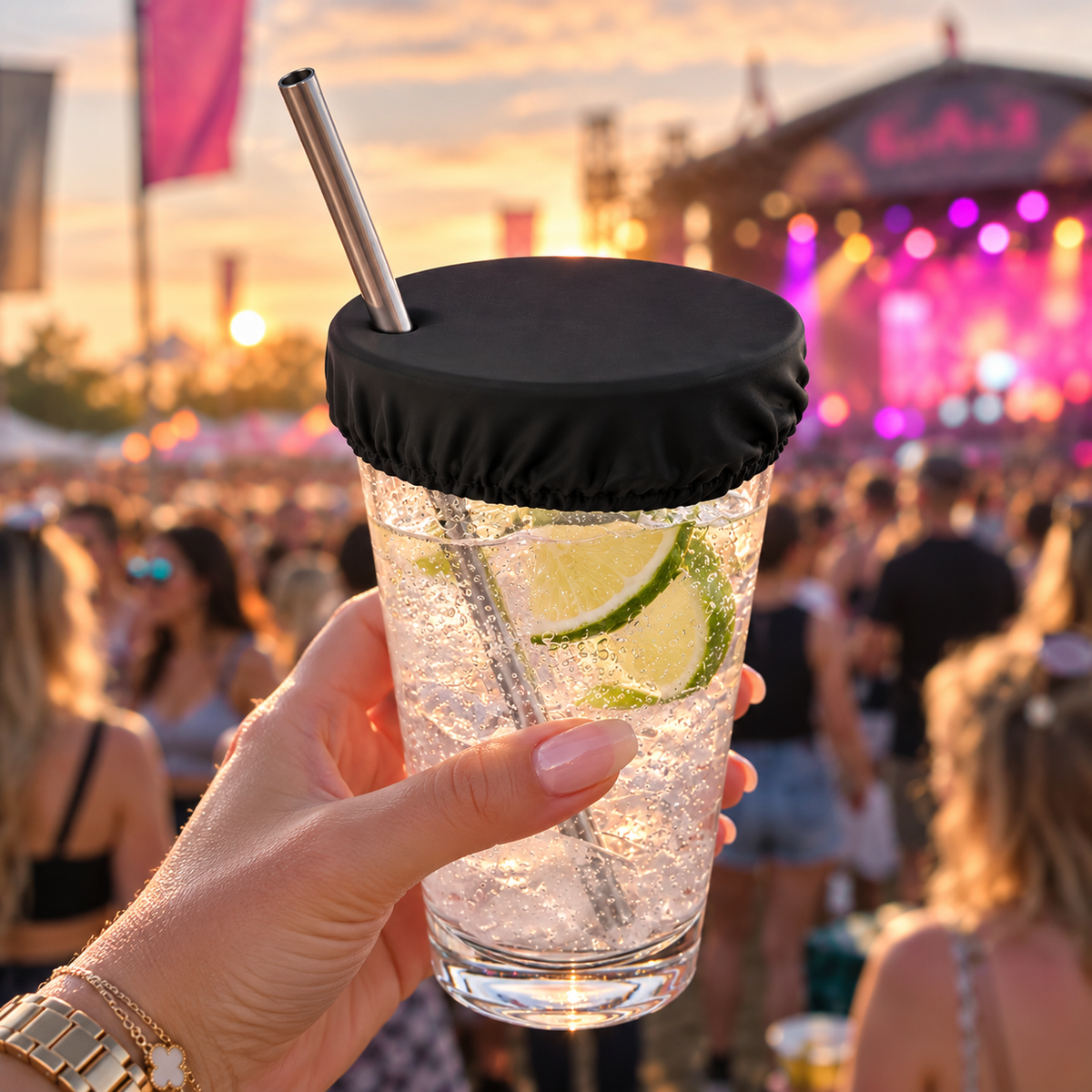 Reusable Drink Protector Cover - Black