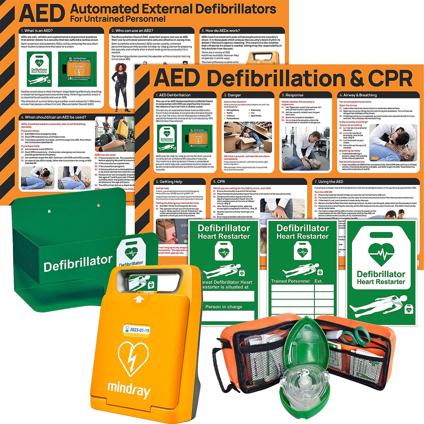 Mindray C1A Fully Automatic AED Bundle with Wall Bracket