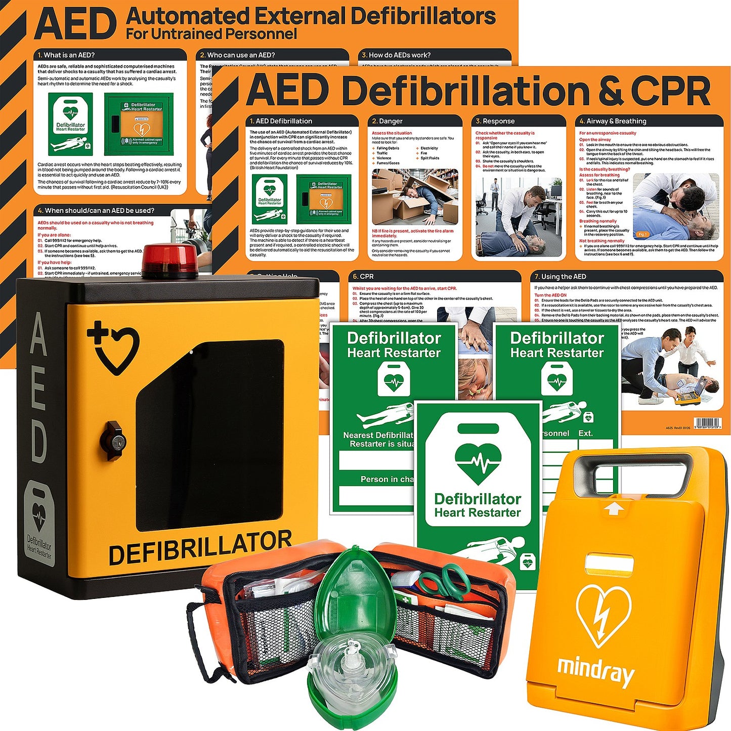 Mindray C1A AED Bundle with HypaGuard Indoor Cabinet